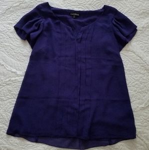 Express Royal Purple Pleated Front Blouse size L